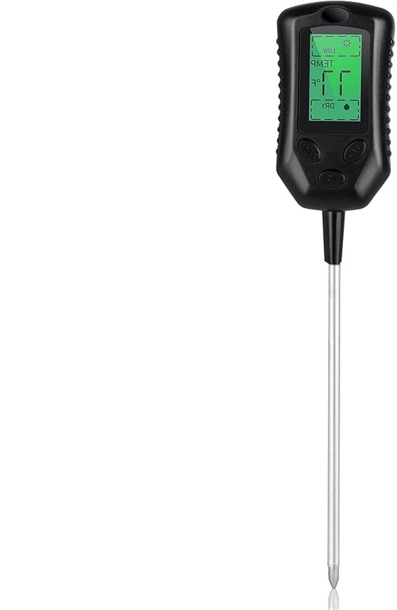 Bodem PH Meter - Vocht Monitor - Planten Verzorgen - 4-in-1 Functie - 20 cm Sonde - Zwart