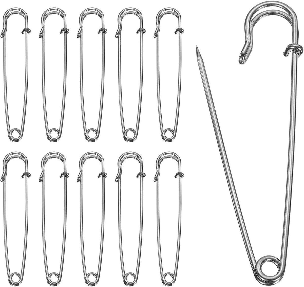 Veiligheidsspelden - Spelden Kleding Spelden - Handwerk en Naaien - Gegalvaniseerd Koolstofstaal - 89 mm - Zilverkleurig