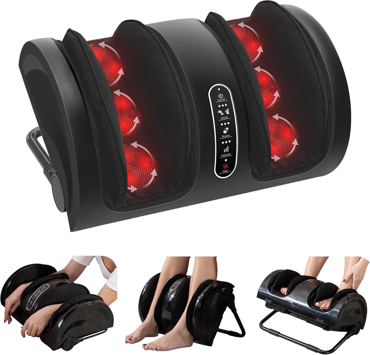 Beenmassageapparaat - Zwart - 180 Graden Verstelbaar - Shiatsu met Warmtefunctie - Voor Ontspanning van Voeten, Kuiten en Enkels