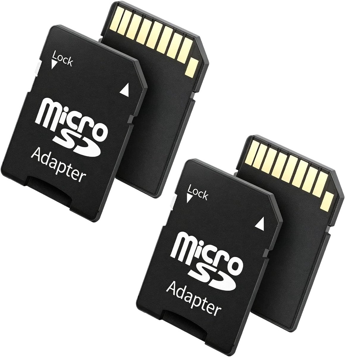 Set van 4 vergulde Micro SD-adapters voor camera en laptop | SD-kaartadapter met snelle gegevensoverdracht en vergulde contacten voor optimale prestaties