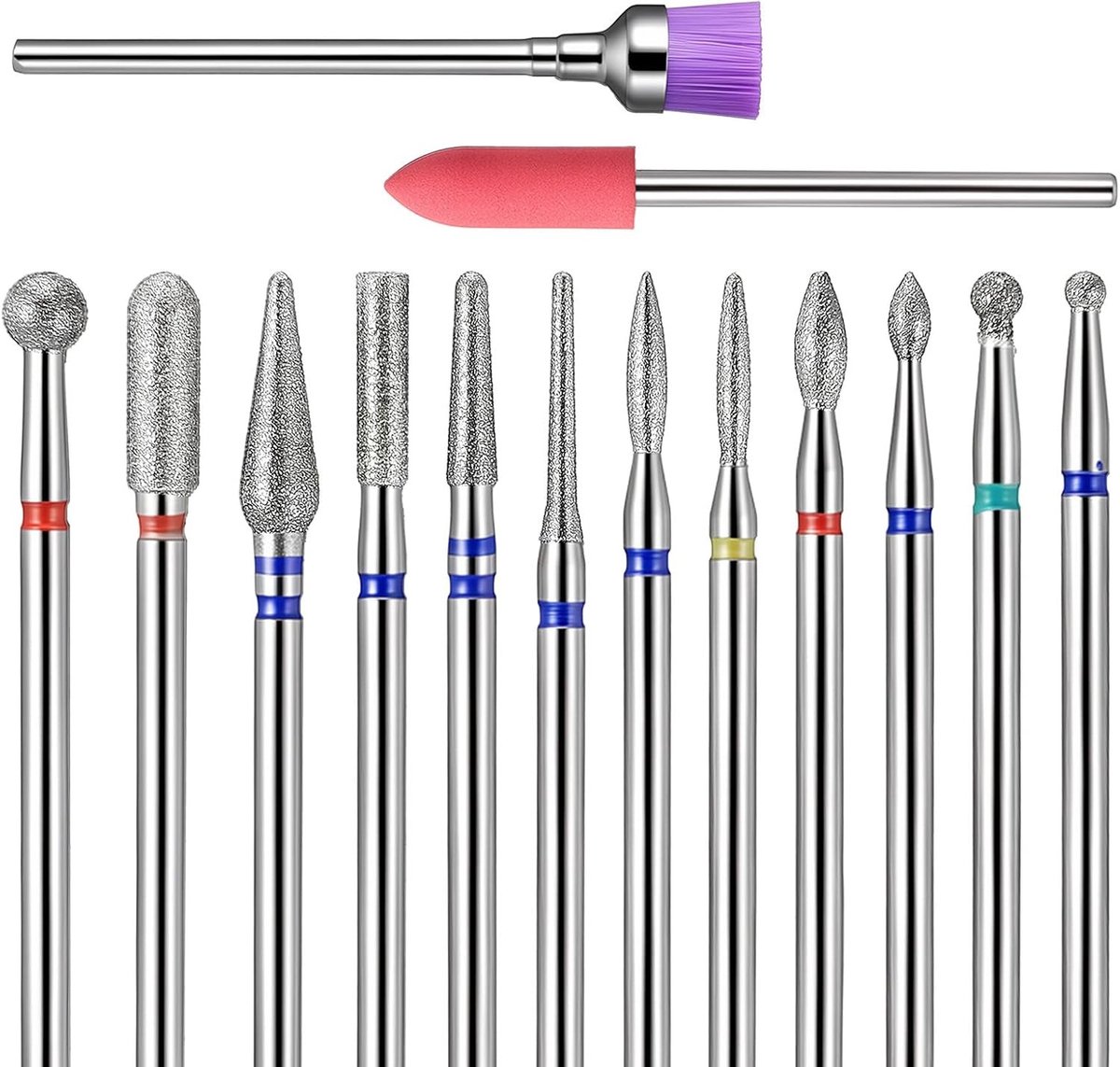Nagelfrees opzetstukken voor nagelriemen en gelnagels - 14 zilveren accessoires voor perfecte nagelverzorging