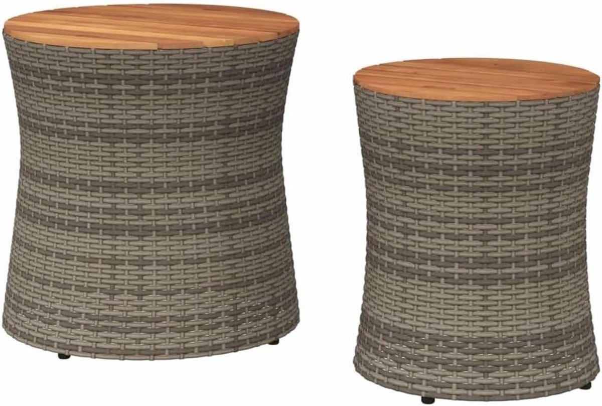 Tuin bijzettafels - Outdoor tafels - Genieten van koffie - Acaciahout tafelblad - Set van 2 - Grijs