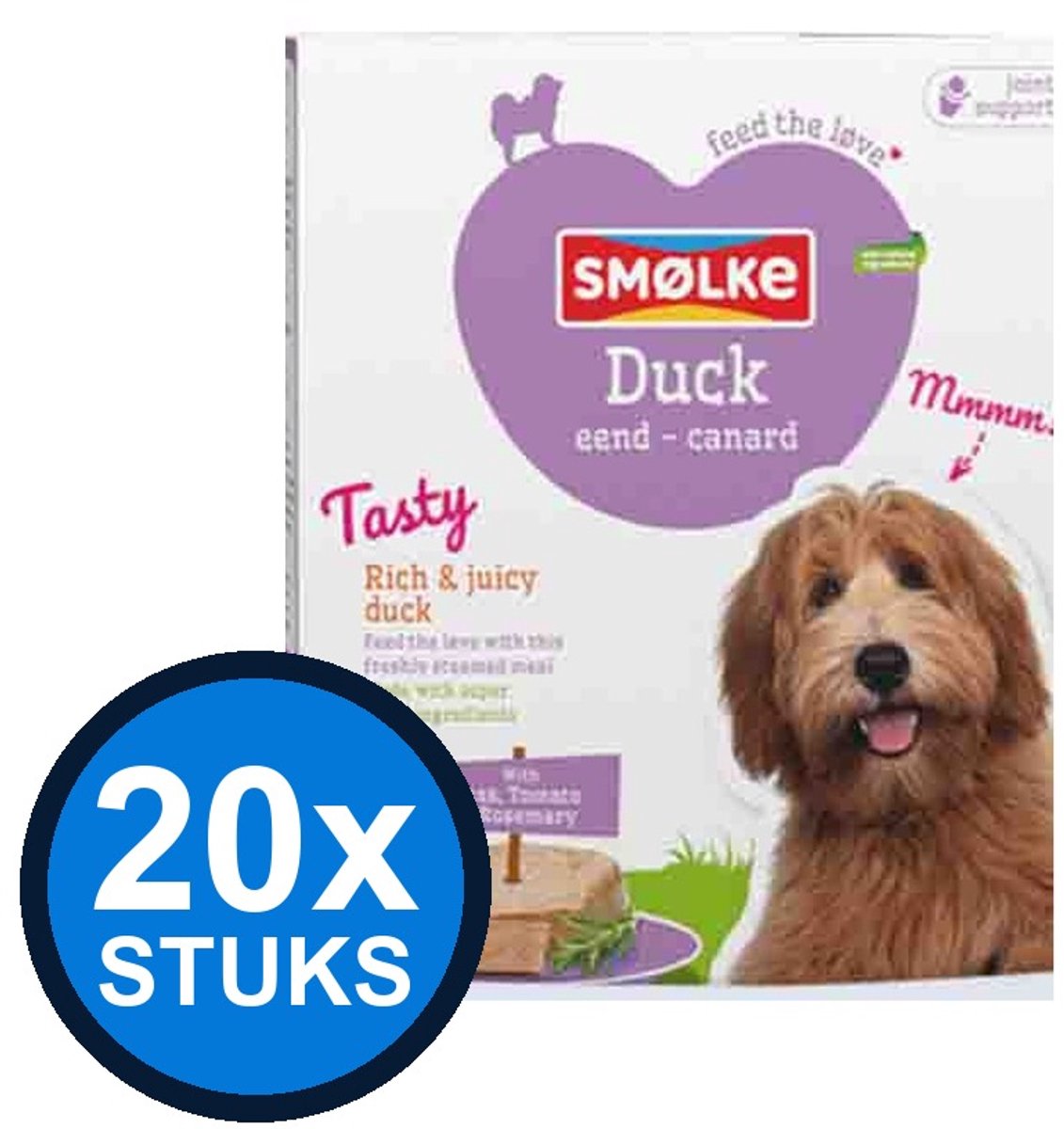 Smølke Smølke hond vers gestoomd eend 395gr