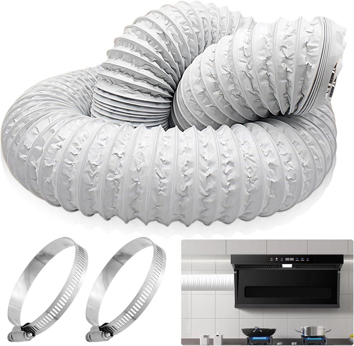 Afvoerslang airco - Ø 100 mm x 6 m - Flexibele PVC-Aluminium Ventilatieslang - Voor Mobiele Airconditioning en Droger