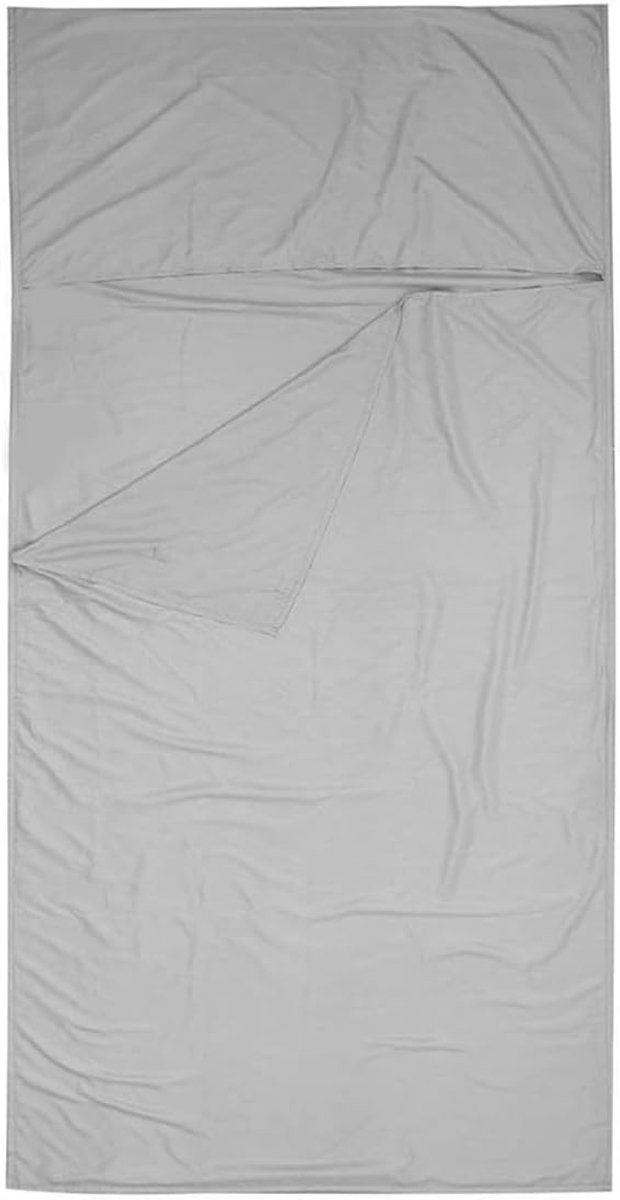 2-in-1 Slaapzak - Grijs - 75 x 210 cm - Ultralichte Binnenslaapzak met Kussencompartiment - Voor Reizen en Kamperen