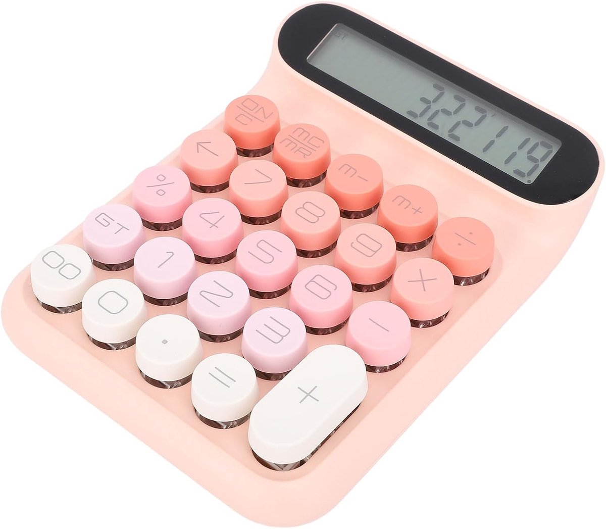 Mechanische Rekenmachine - Grote Calculator - Bureauwerk - Mechanische Schakelaars - 24 Toetsen - Roze
