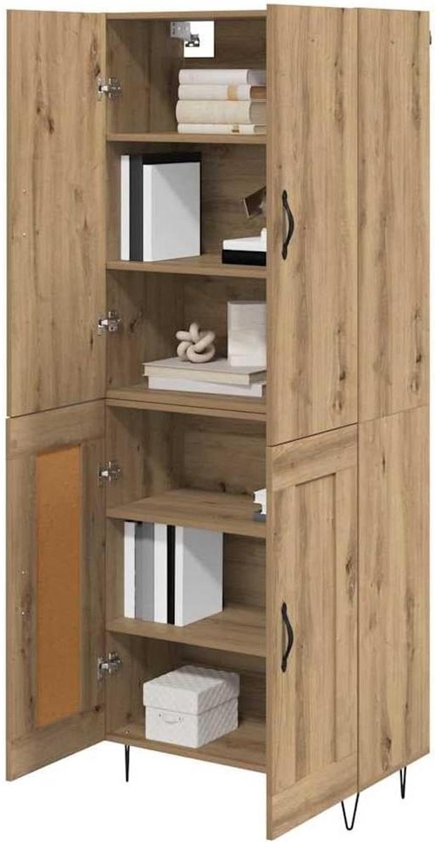 Hoge Kast - Opbergkast Buffetkast - Keuken Opbergen - Strak Modern Design - 70x34x180 cm - Artisan Eiken