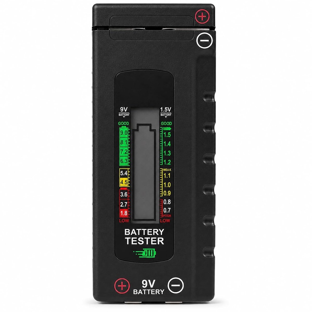 Batterijtester - Zwart - Compact - Digitaal met LCD-display - Universeel voor AAA, AA, C, D, 9V en Knoopcel