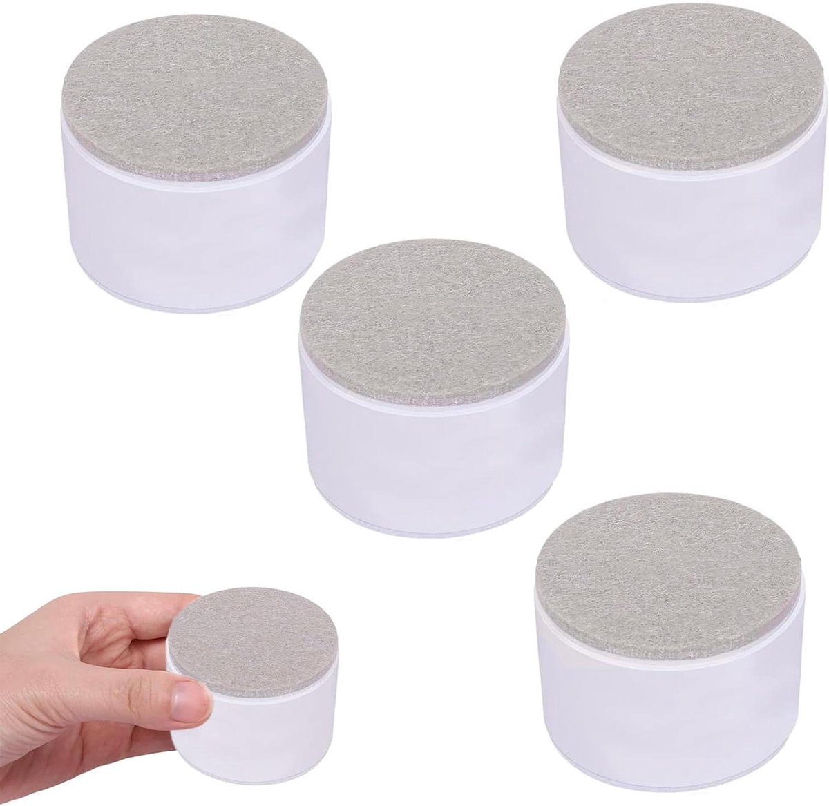 Meubelverhogers - Stoelpoten verhogen - Meer opbergruimte - Zelfklevend ontwerp - 4 stuks 5 cm - Wit