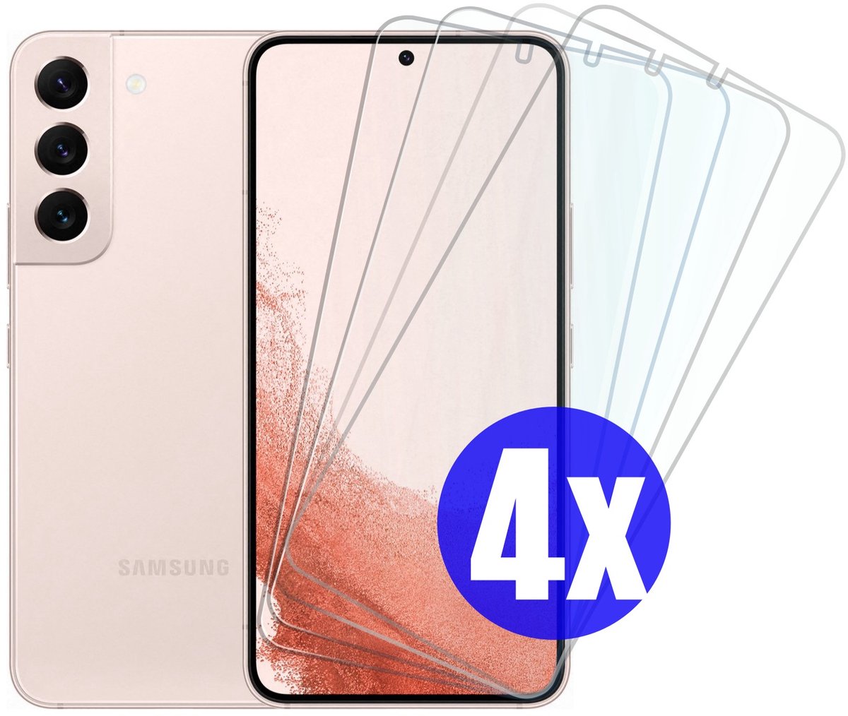 Screenprotector geschikt voor Samsung S22 - Gehard Glas - Tempered Glass Armor Screen Cover - 4 Stuks