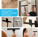 Collage montrant divers raclettes de douche Minismus dans différentes situations et couleurs.