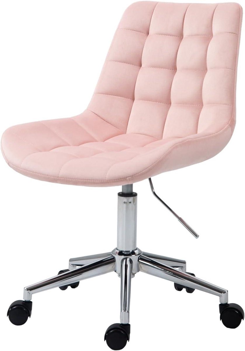 Kinderbureaustoel - Draaistoel Jeugd - Comfortabel Leren - Traploos Verstelbaar - 80-92 cm Hoogte - Roze