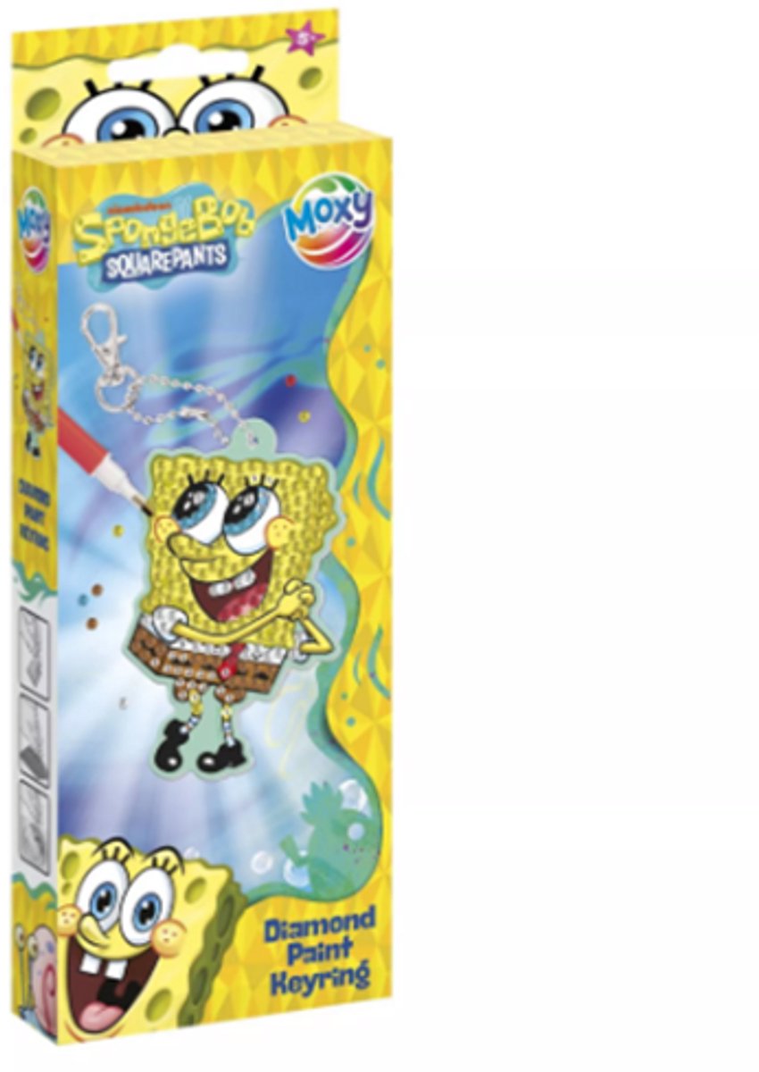 Diamond painting sleutelhanger SpongeBob, 6 × 9 cm