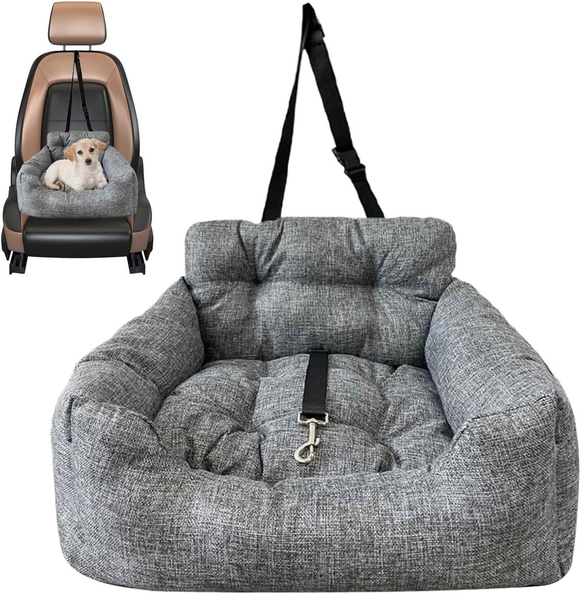 Hondenhok Auto - Reisbed Huisdier - Veilig Vervoer - Waterdicht Ademend - 40x30x45 cm - Grijs