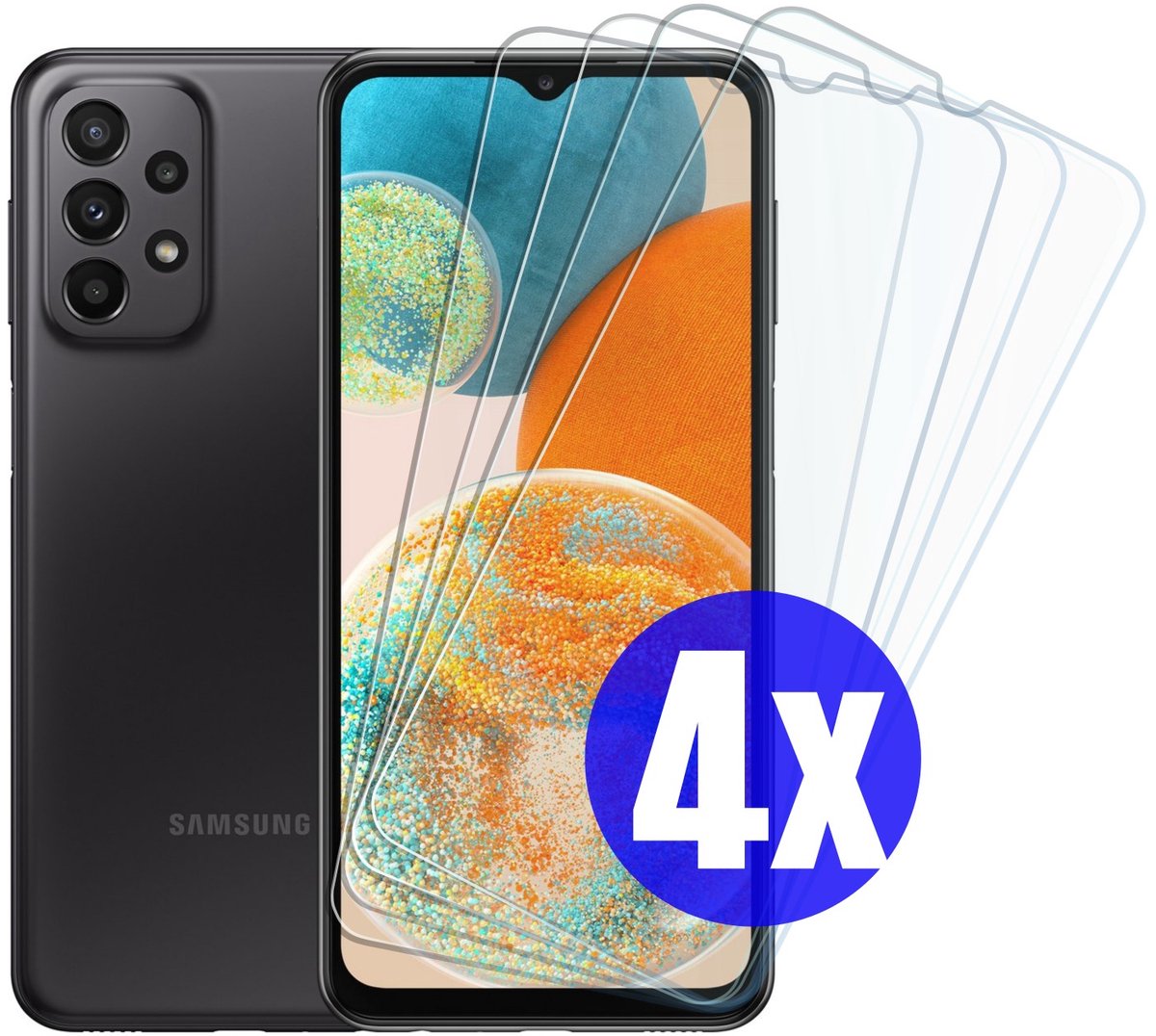 Screenprotector geschikt voor Samsung A23 - Gehard Glas - Tempered Glass Armor Screen Cover - 4 Stuks