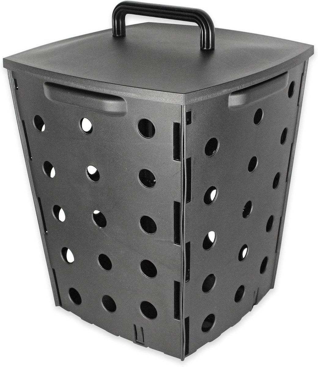 Compostemmer 5 liter - Grijs - 28 x 28 x 35 cm - Kunststof Compostbak voor Organisch Afval - Voor Tuingebruik
