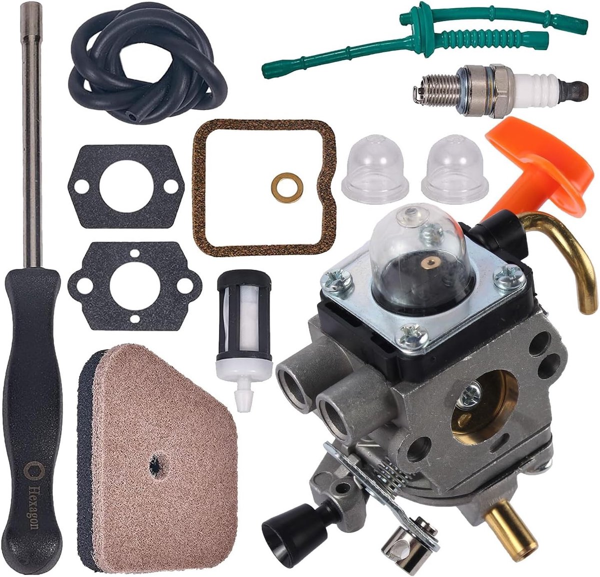 Carburettor voor Stihl FS87, FS90, FS100, FS110R, KM90, KM90R, KM110R, KM130R en HT100 met Verstelset voor Optimale Prestaties en Onderhoud