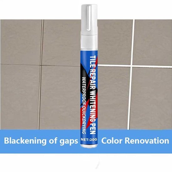 Reparatiestift Voegen - Tegelmarker Kit - Oude voegen opfrissen - Waterdicht en snel - 20g - Wit — afbeelding 4