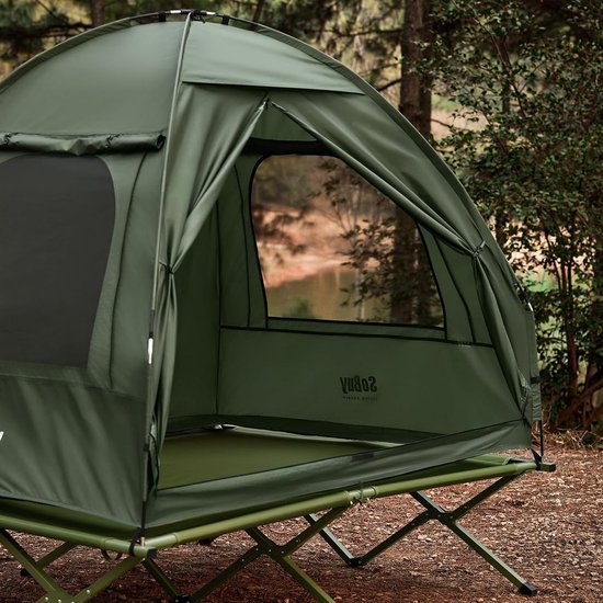 Kampeertent met Matras - Twee Persoons Tent - Comfortabel Kamperen - Inclusief Bedframe - 193 x 145 x 185 cm — afbeelding 2