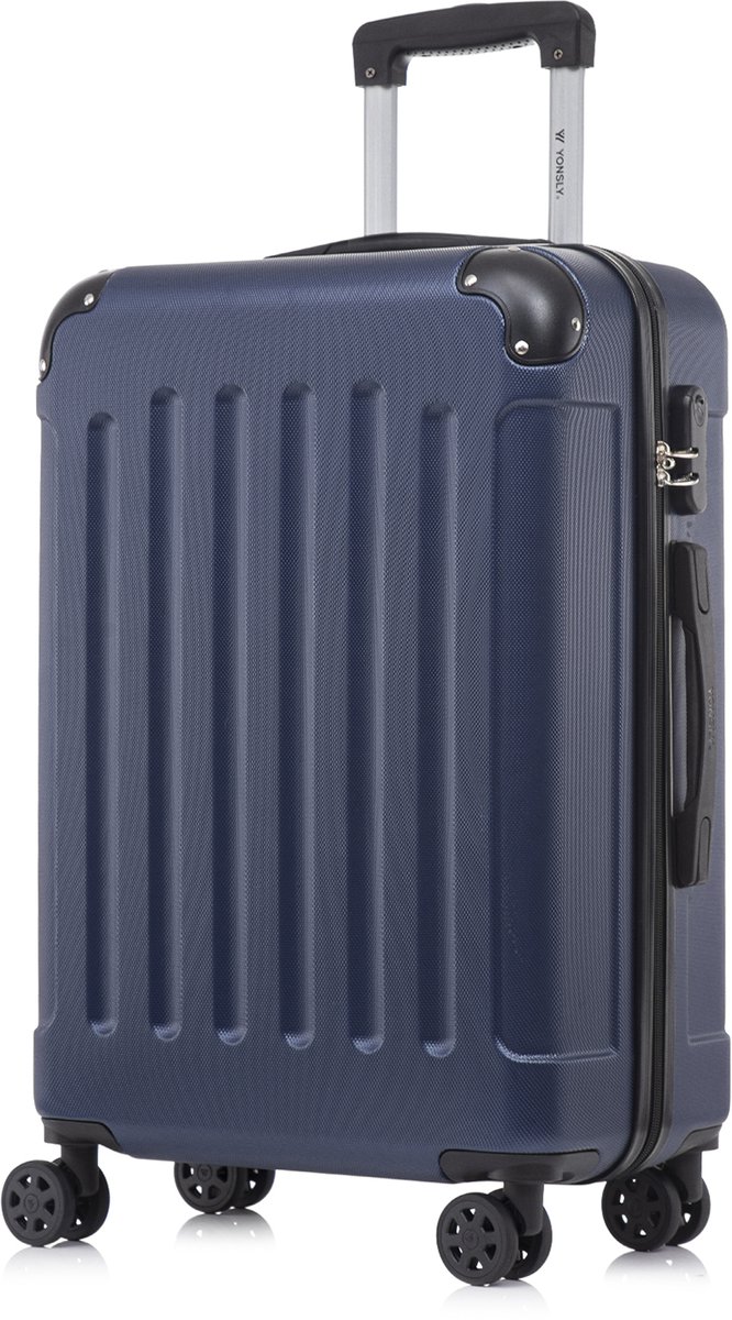 YONSLY Handbagage Koffer - 66cm - 66 L - Cijferslot- 360° Draaibare Wielen - Trolley- 66 x 43 x 26 cm - Donkerblauw