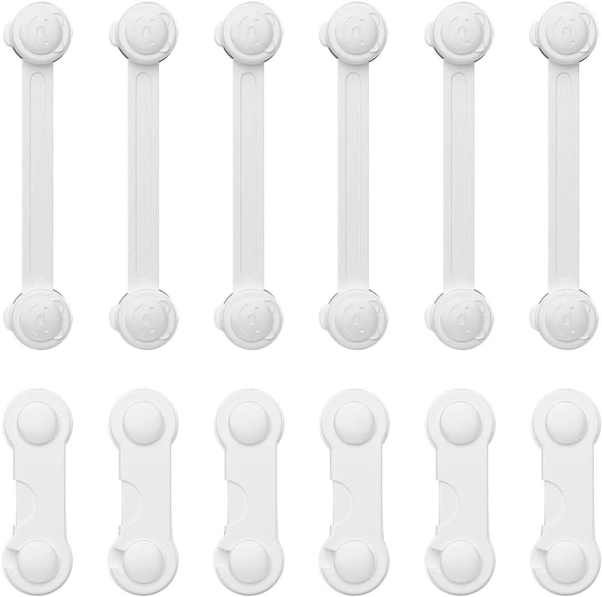Kinderbeveiliging Set - Lade Sloten - Veilig Huis - Lange Korte Stijlen - 12 Stuks - Wit