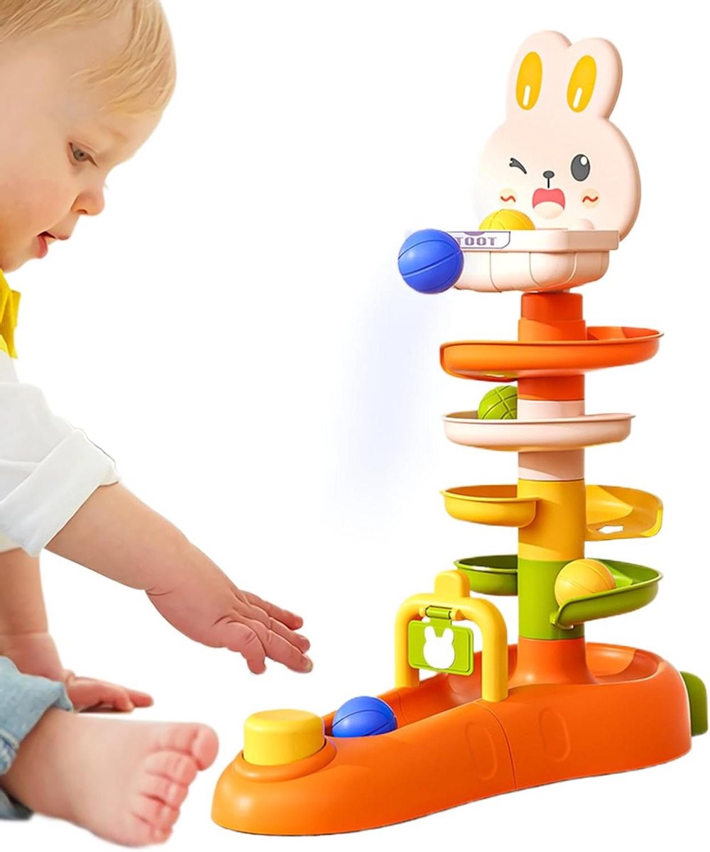Spiraaltoren Bal Speelgoed - Babyspeelgoed Stapeltoren - Motorische Vaardigheden Ontwikkelen - Interactief Basketbal Ontwerp