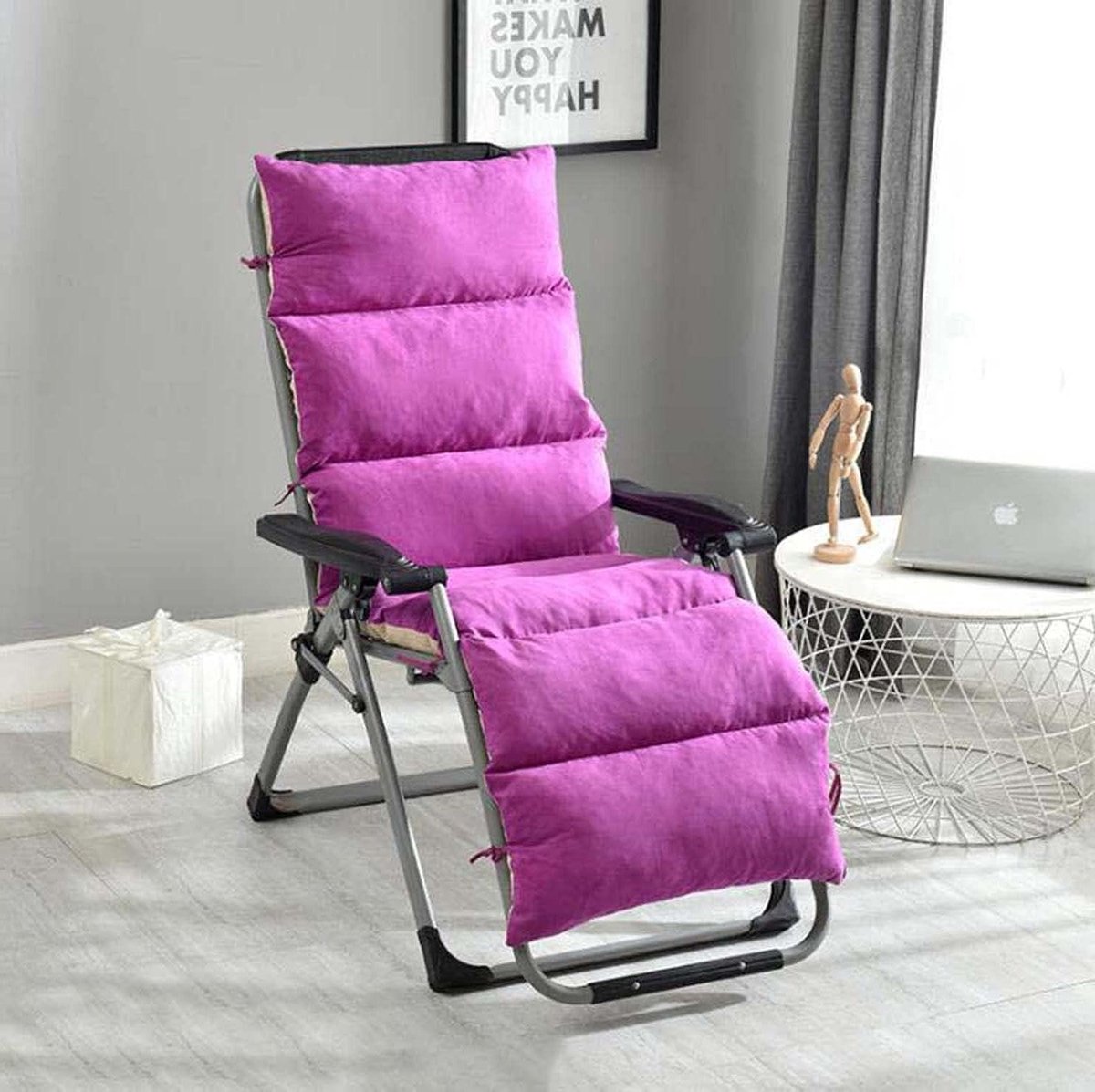 Ligbed Kussen - Zacht Kussen - Buiten Ontspannen - Wasbare Hoes - 155x50x12cm - Roze
