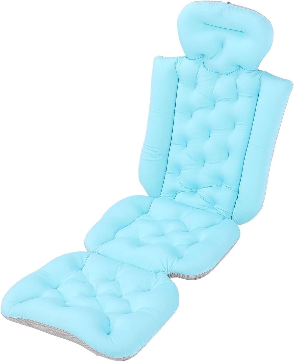Badkussen - Badkussen vol lichaam - Ontspannen in bad - Ergonomisch ontwerp - 60 cm lengte - Blauw