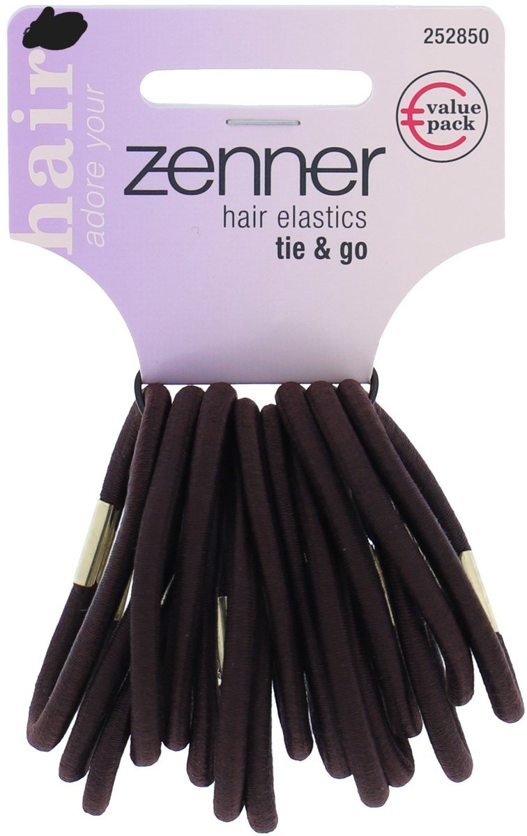 Zenner - 16x medium haarelastiekjes bruin - haarelastieken - haarelastiek met gouden sluitclipje - 3mm dik
