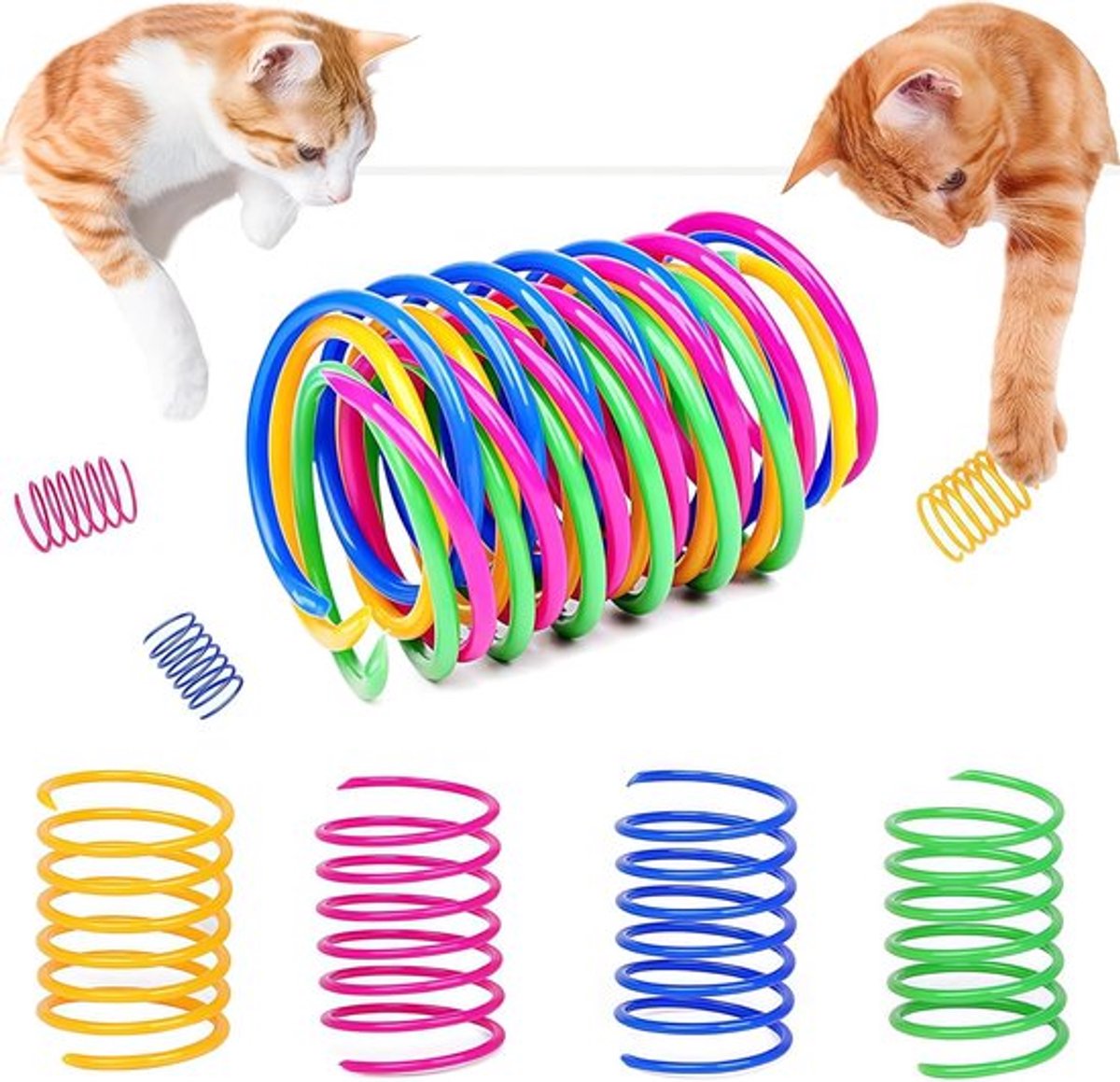 SnelShoppen - 40 Stuks Kleurige Plastic Spiralen voor Katten, Duurzaam en Veilig Cat Toy, Speelgoed voor Binnen en Buiten, Ideaal voor Actieve Katten