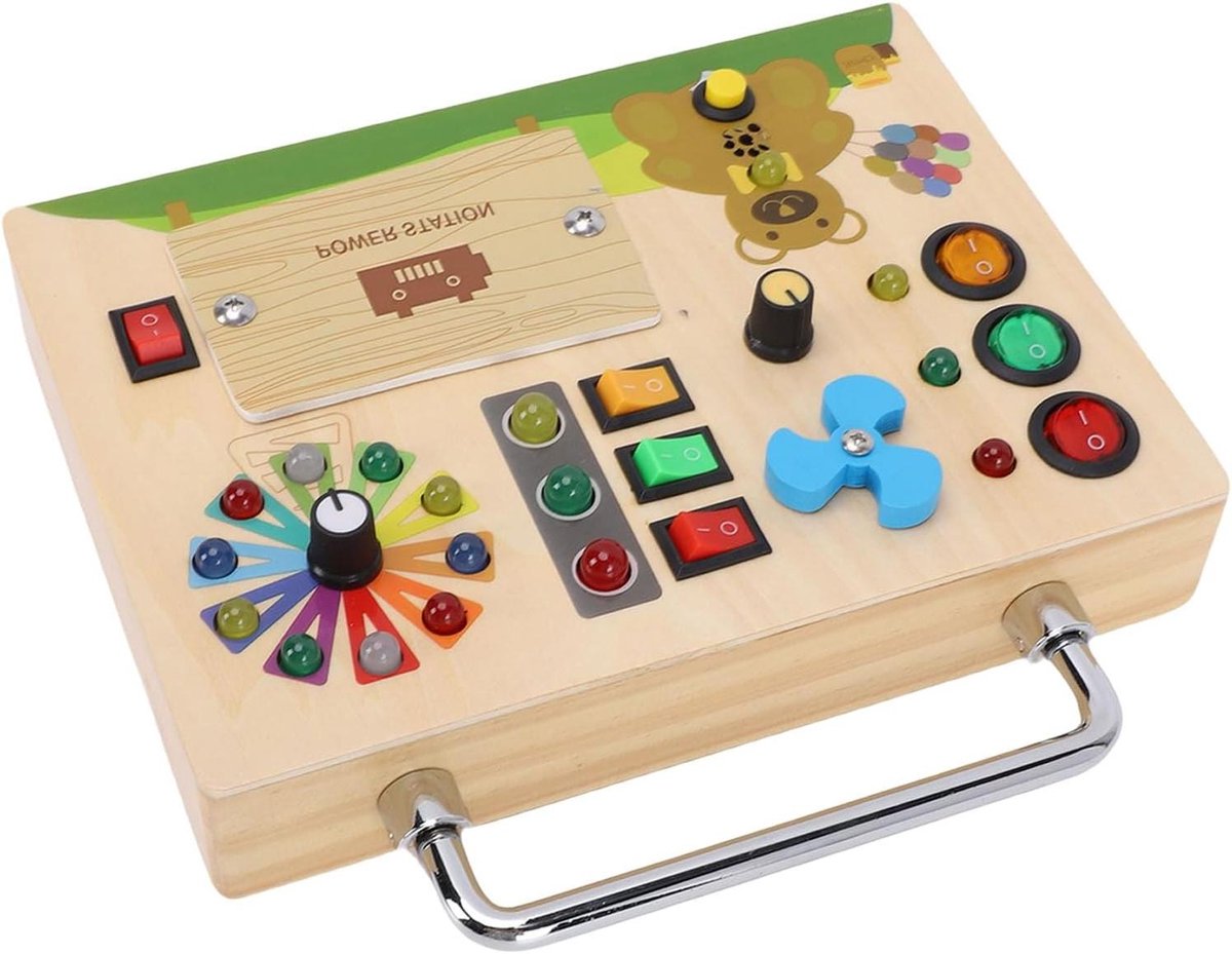Houten Druk Speelbord - Educatief Bord Leer Speelgoed - Vroeg Leren - Met LED Licht