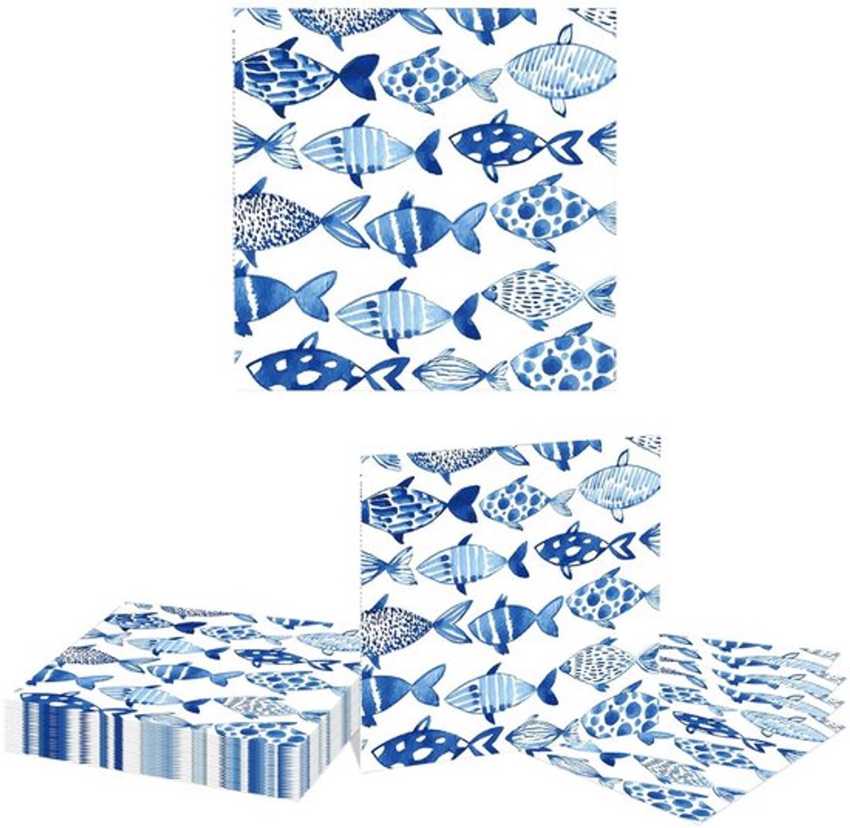 Servetten 20 stuks - Papieren Servetten - Oceaan Thema - Blauwe Aquarel - Wegwerp Servetten - Feestdecoratie