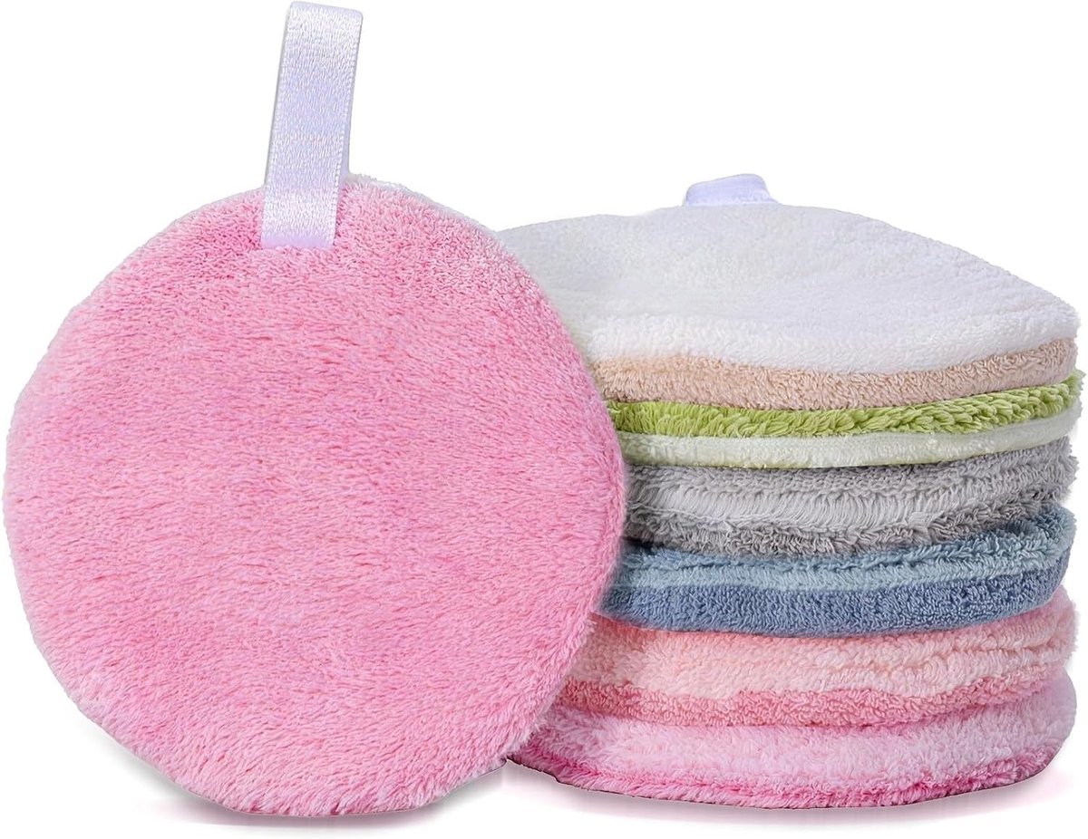 Wasbare make-uppads en herbruikbare afschminkdoekjes voor zachte gezichtsreiniging, huidvriendelijk, 6 stuks in diverse kleuren