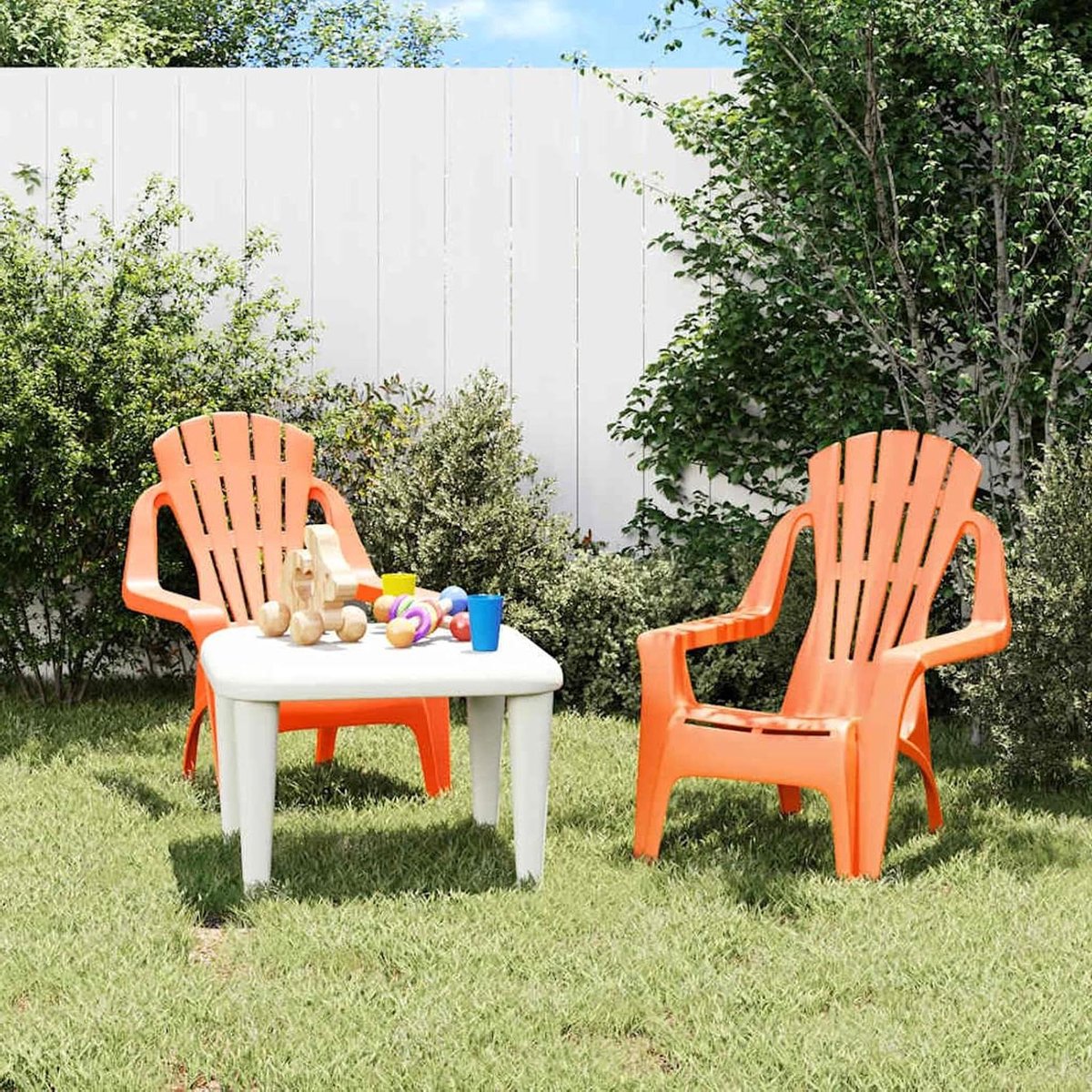 Tuinstoelen Kinderen - Kinderstoelen Buiten - Buiten Spelen - Robuust Polypropyleen - 37 x 34 x 44 cm - Oranje