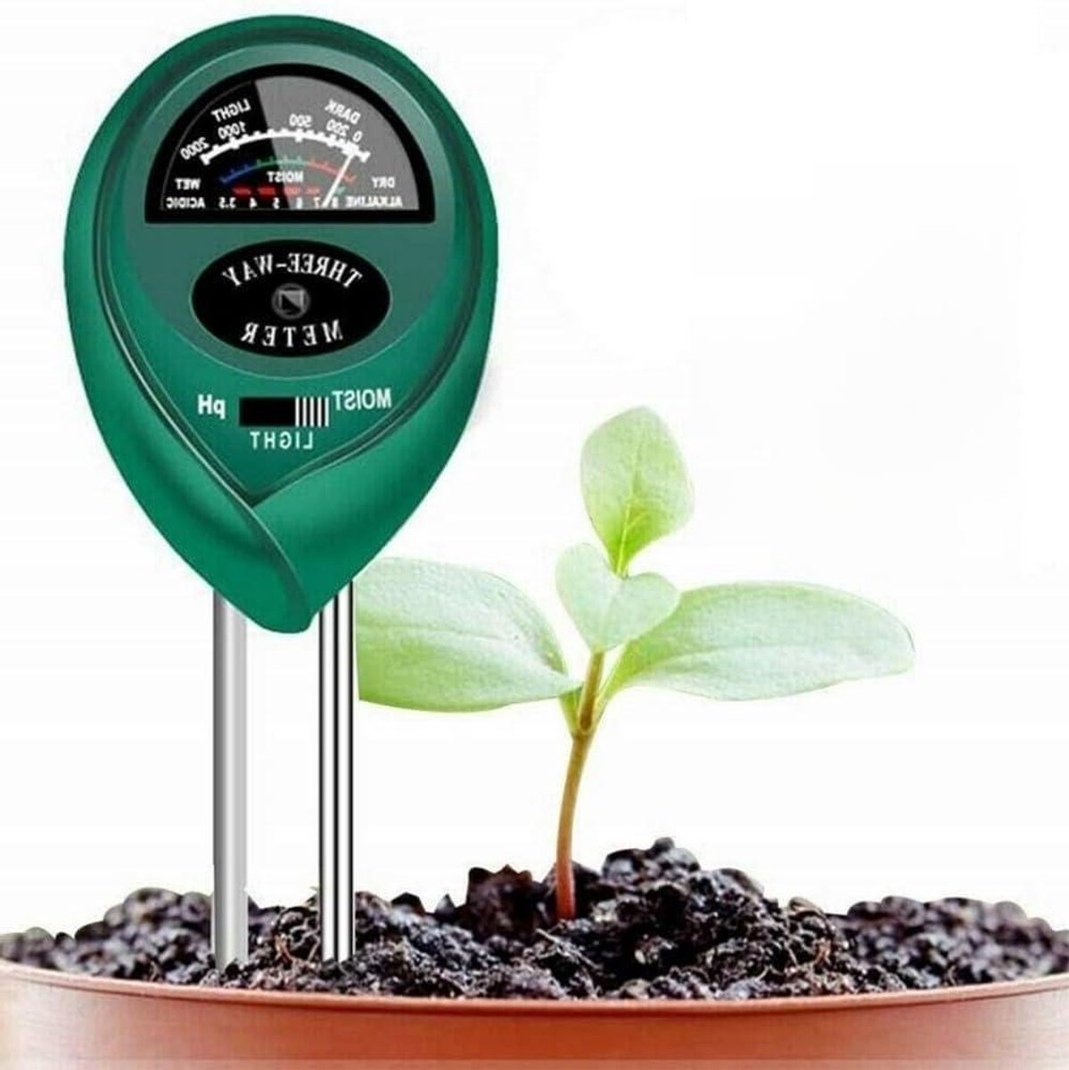 Bodem Tester - pH Vocht Meter - Planten Verzorging - 3-in-1 Analyse - Geen Batterij - Zwart