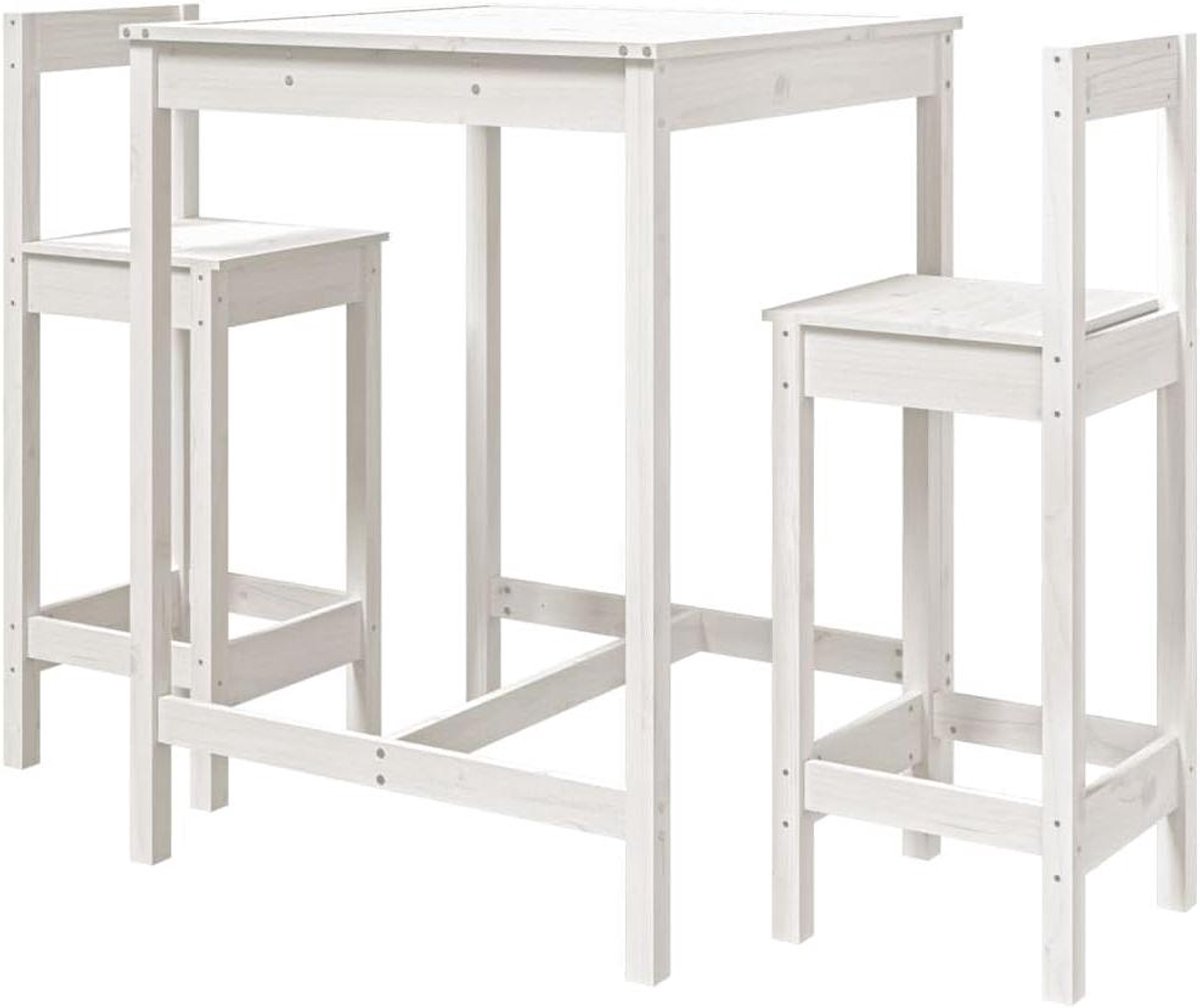 Tuinbarset Grenenhout - Buitenbar Set - Buiten Zitten - Met Rugleuning - 825 x 825 x 110 cm - Wit