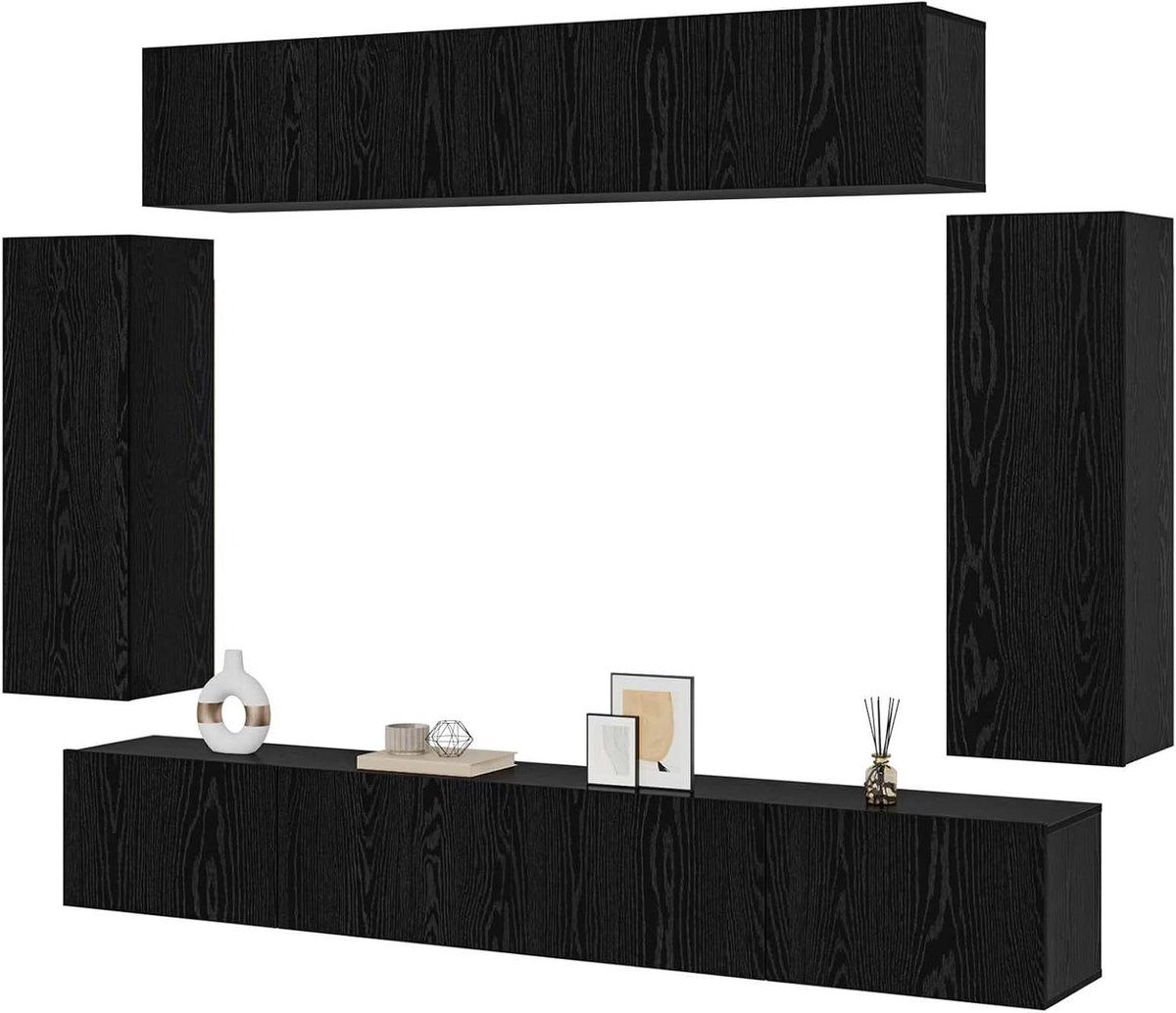 Tv-meubel Set - Mediabox Kast - Woonkamer Opruimen - Wandmontage Ontwerp - 100 x 30 x 30 cm - Zwart Eiken