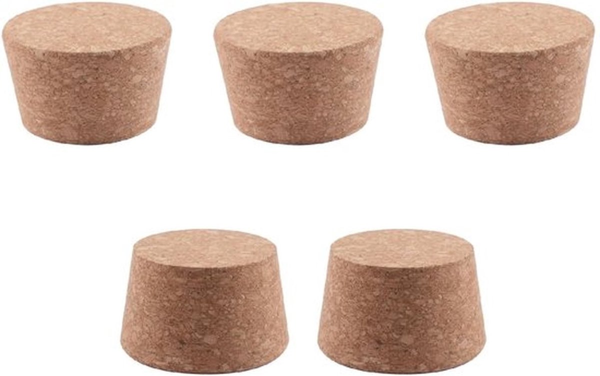 Kurkstoppen 5 Stuks - Houten Wijnflesstoppen - Vervangende Kurken - Natuurlijke Kurk - Flesaccessoires - Premium Kwaliteit - Flesstop