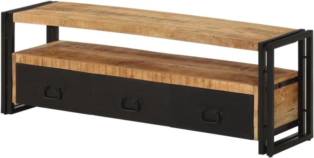 Tv-kast Massief Hout - Mediameubel Mango Hout - Opbergen Multimedia - Industriële Stijl - 120 x 30 x 40 cm