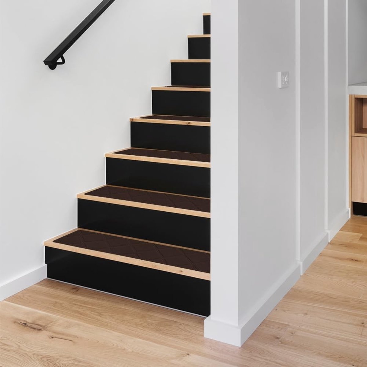 Traptredenmatten - Bruin - 55 x 19 cm - Antislip Zelfklevende Trapmatten - Voor Binnen Gebruik