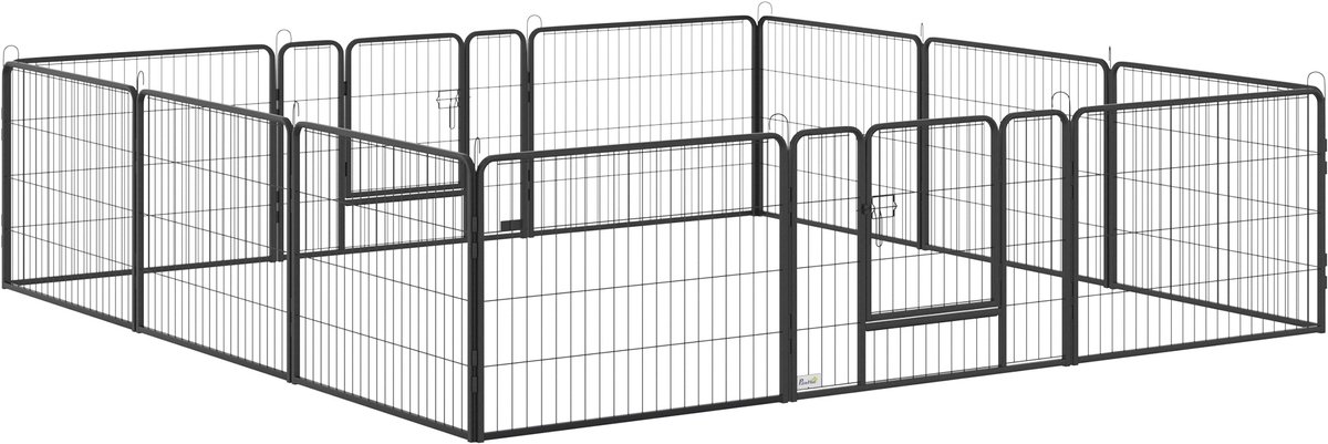 Puppyren 12 stuks - Flexibele en verstelbare huisdier- 80x60cm - Stalen constructie met epoxycoating en afsluitbare deur - geschikt voor verschillende dieren - grijs