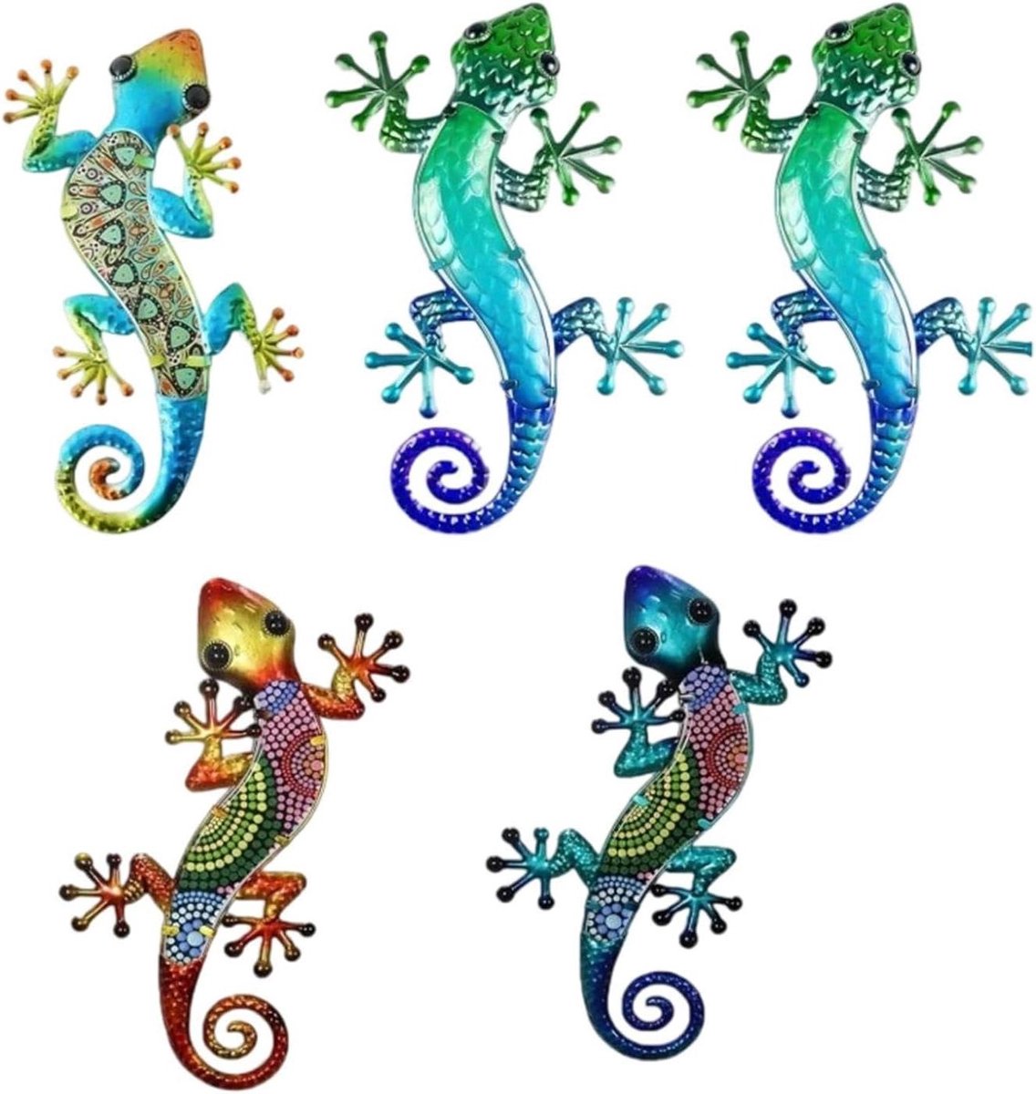 Gekko Muurdecoratie - Hagedis Figuren - Tuin Aankleden - Weerbestendig Acryl - 8x5 cm - Meerdere kleuren