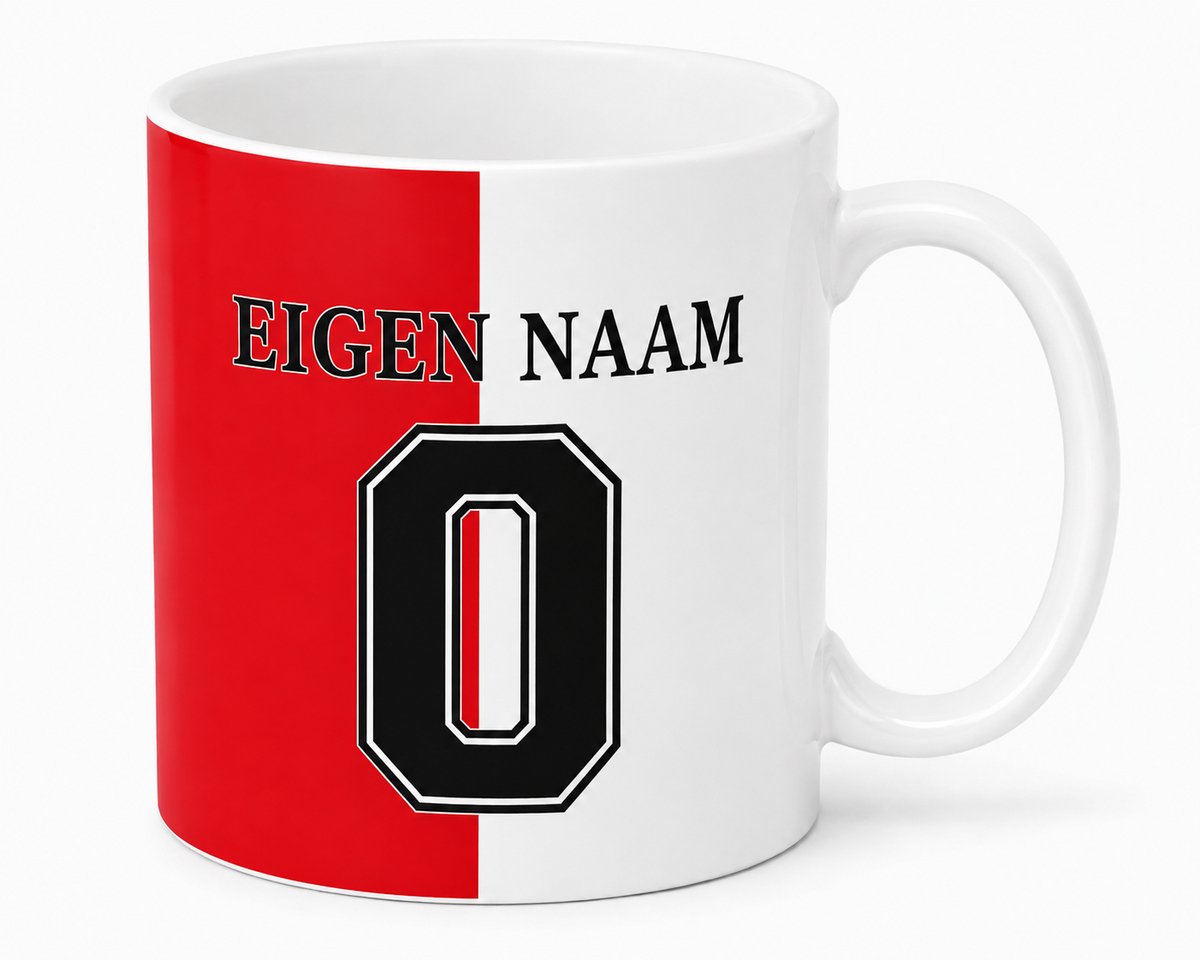 Voetbal mok - Mok - Mok met naam en nummer - Beker - Voetbal fan - mokken - Cadeau - XLX®
