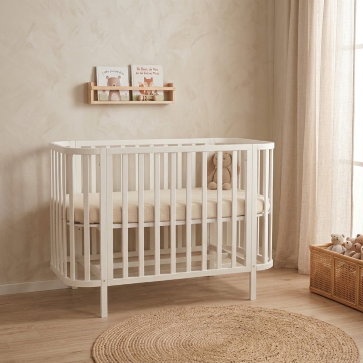 Born Lucky Florida - Babybed 60x120 cm - Verstelbare Bodem - Wit