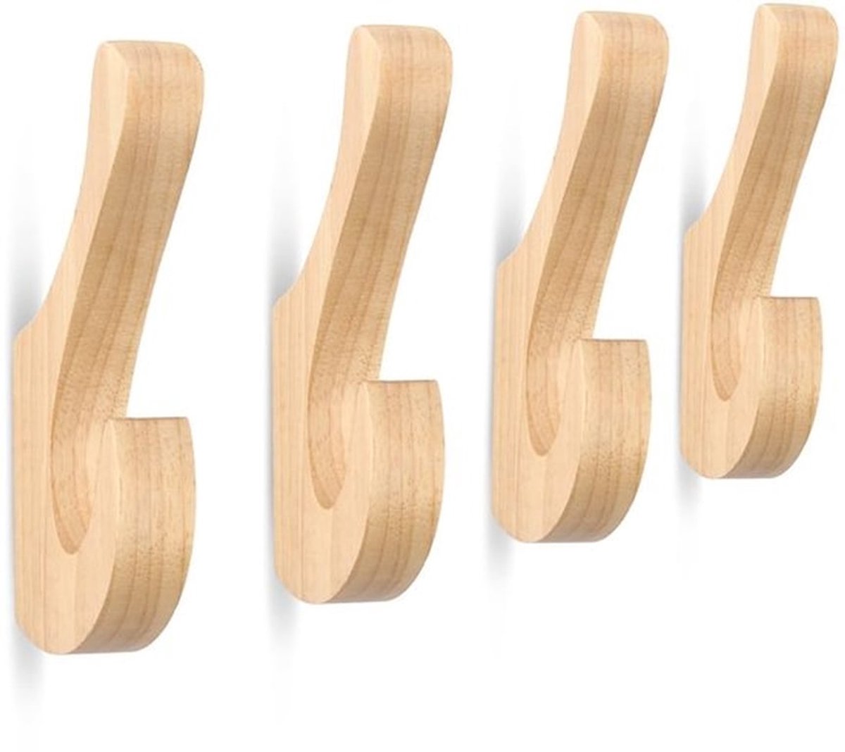 Jashaken Dubbele Haak - Wandhaken Hout - Ophanghaken - Draagvermogen 8 kg - Afmetingen 14,5 x 8 x 2 cm - Natuurlijke Materialen