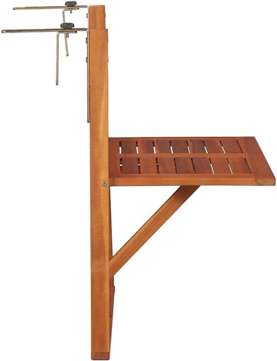 Balkonklaptafel - Hangtafel bijzettafel - Buiten genieten - Massief acaciahout - 645 x 44 x 80 cm - Bruin