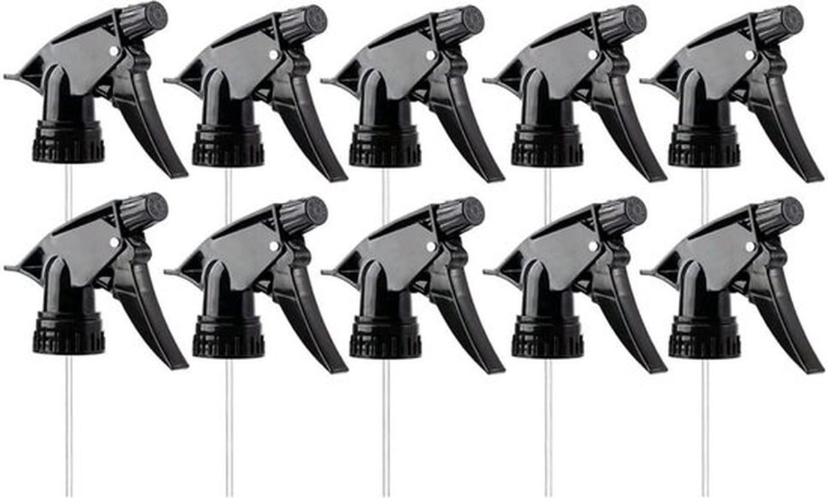 Spuitfles Heavy Duty - 10 Stuks - Sproeikop met 3 Modi - Herbruikbaar - Kunststof - Verstelbare Lengte 8,25 Inch