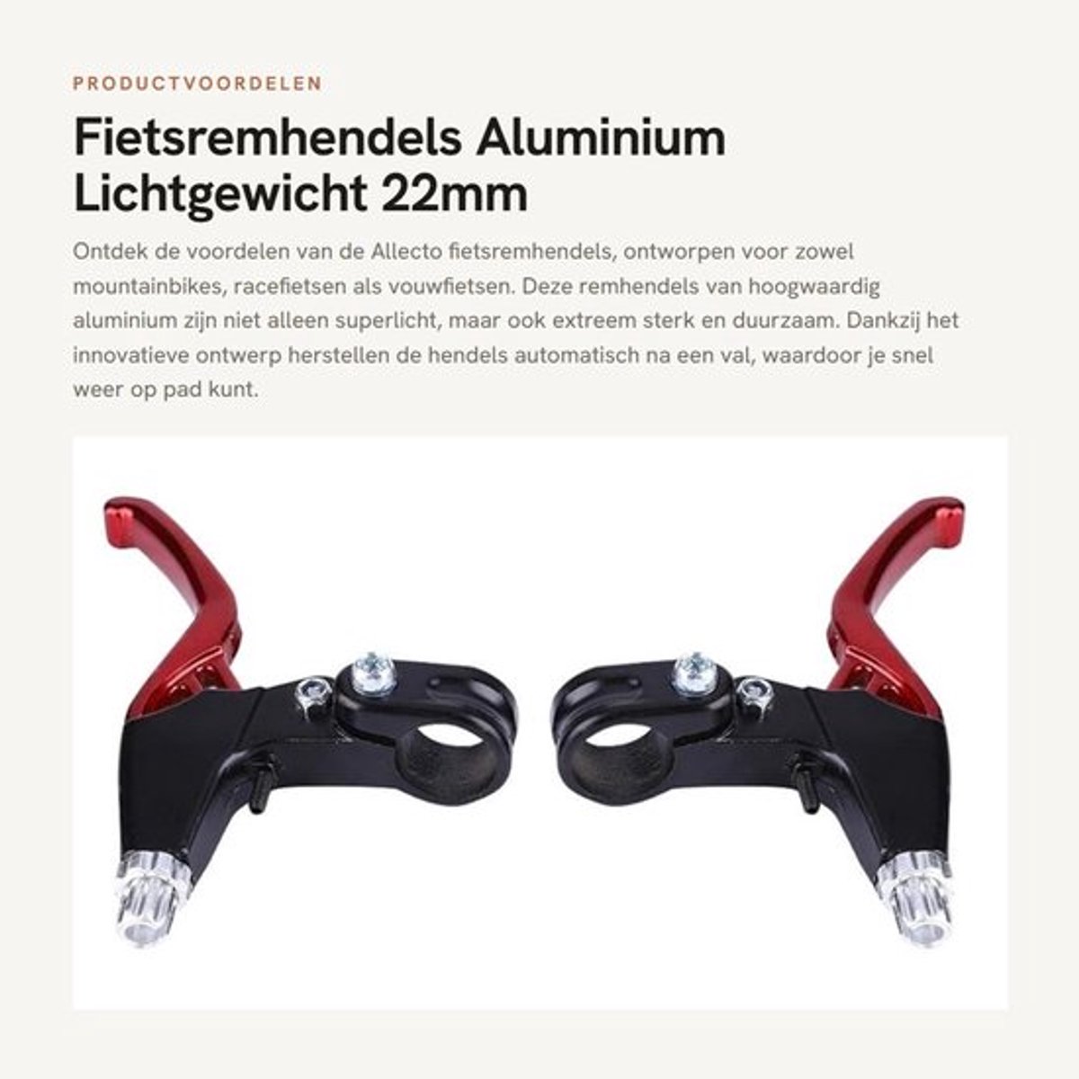 Fietsremhendels Aluminium - Lichtgewicht - Universele Handgrepen - Geschikt voor Mountainbike/Vouwfiets - Duurzaam - Automatisch Herstel - Remhendels