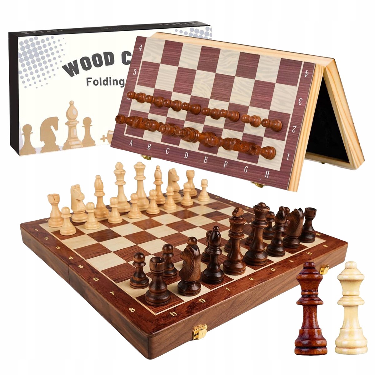 Schaakspel Hout - Magnetisch Schaakbord - Schaakspel met Schaakstukken - Bordspellen - Opvouwbaar - 29x29 cm - Reizen en Thuis - Voor Kinderen en Volwassenen - Educatief Speelgoed