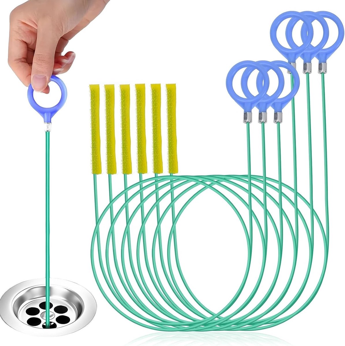 Ontstoppingsveer - Groen - 90 cm - Stalen Afvoerspiraal met Nylon Coating - Voor Keuken en Badkamer